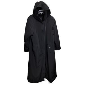 4410)Vtg 80s New York Harbor  Andrea Black Velvet Hooded Removable Liner Coat 16